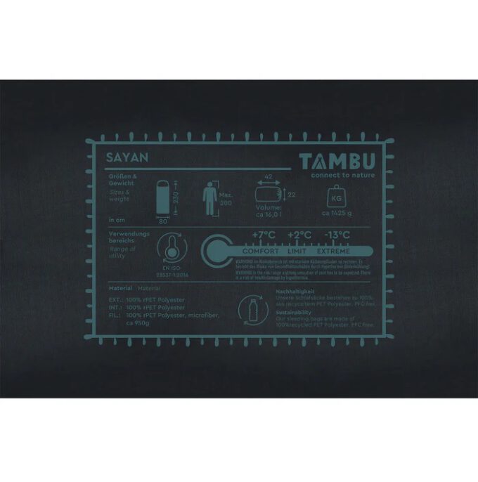 TAMBU Sayan Deken Slaapzak 1525 gram 3 seizoenen van GERECYCLED materiaal