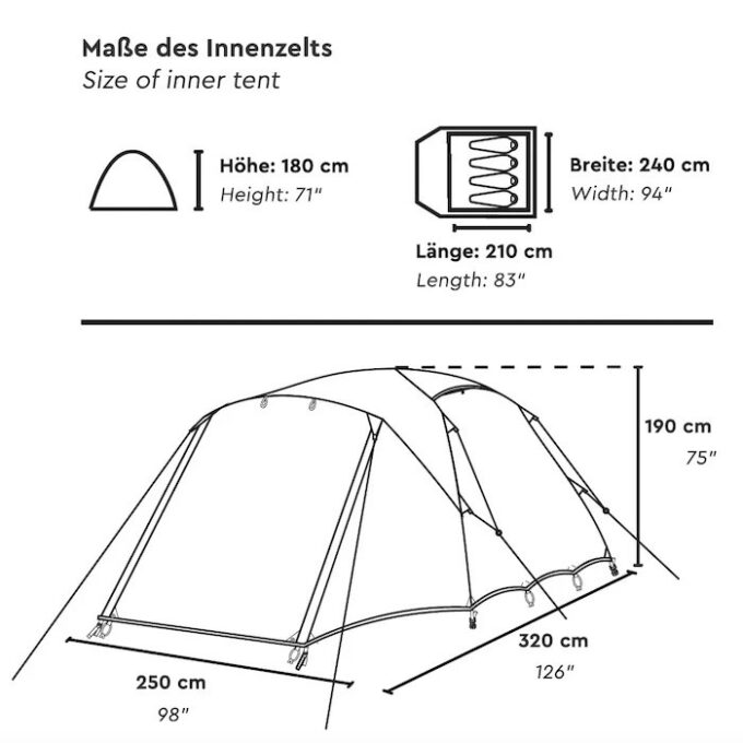 TAMBU HENA 4 persoons koepeltent met stahoogte DUURZAAM!!