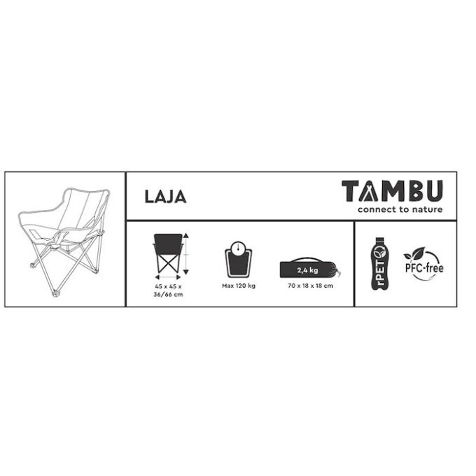 TAMBU LAJA campingstoel lichtgewicht uitvouwbaar DUURZAAM