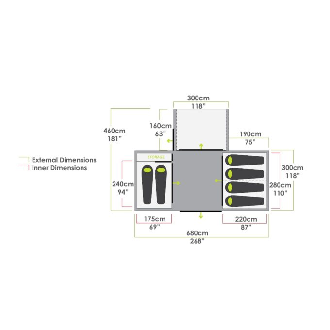 ZEMPIRE Pro II V2 6 persoons oppompbare tunneltent, Airtent