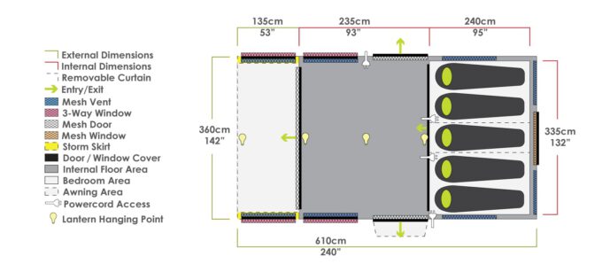 ZEMPIRE Pro TL TC V2 Airtent, Luchttent, Polykatoen, OPPOMPBAAR 5 persoons