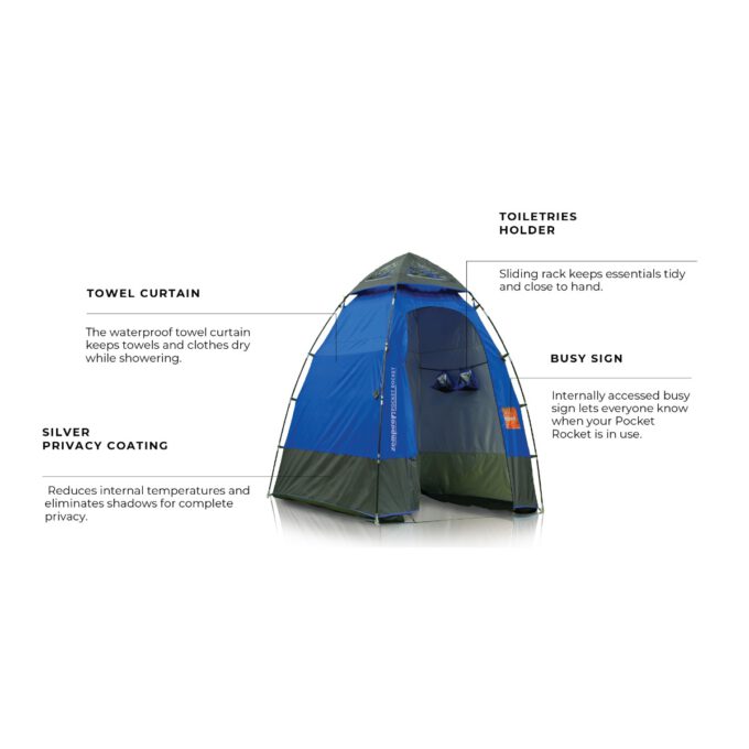 ZEMPIRE Pocket Rocket badkamertent, douchetent, toilettent, opslagtent BLAUW