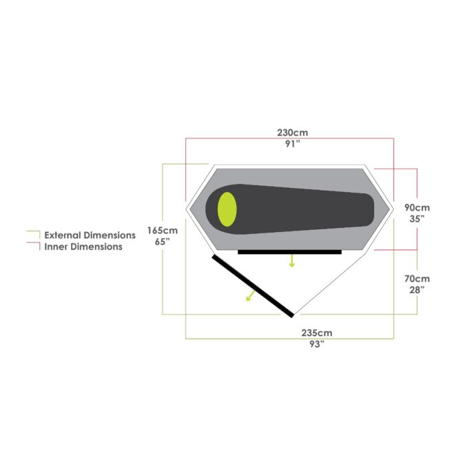ZEMPIRE Atom 1 persoons Wandeltent, Fietstent, Trekking tent 1,86 kg