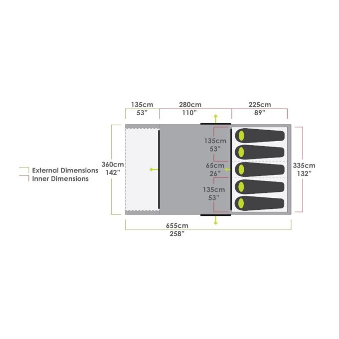 ZEMPIRE Evo TL V2 opblaasbare luchttent 5 persoons AIR-tent, tunneltent, oppompbaar