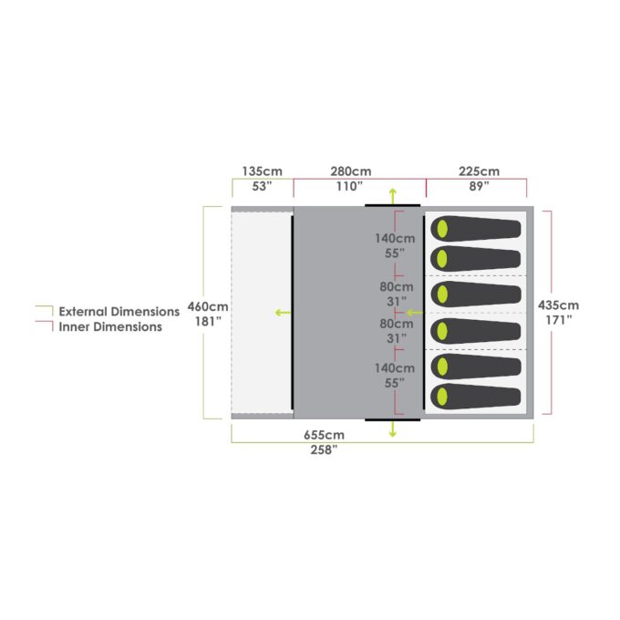 ZEMPIRE Evo TXL V2 opblaasbare luchttent 6 persoons AIR-tent, tunneltent, oppompbaar