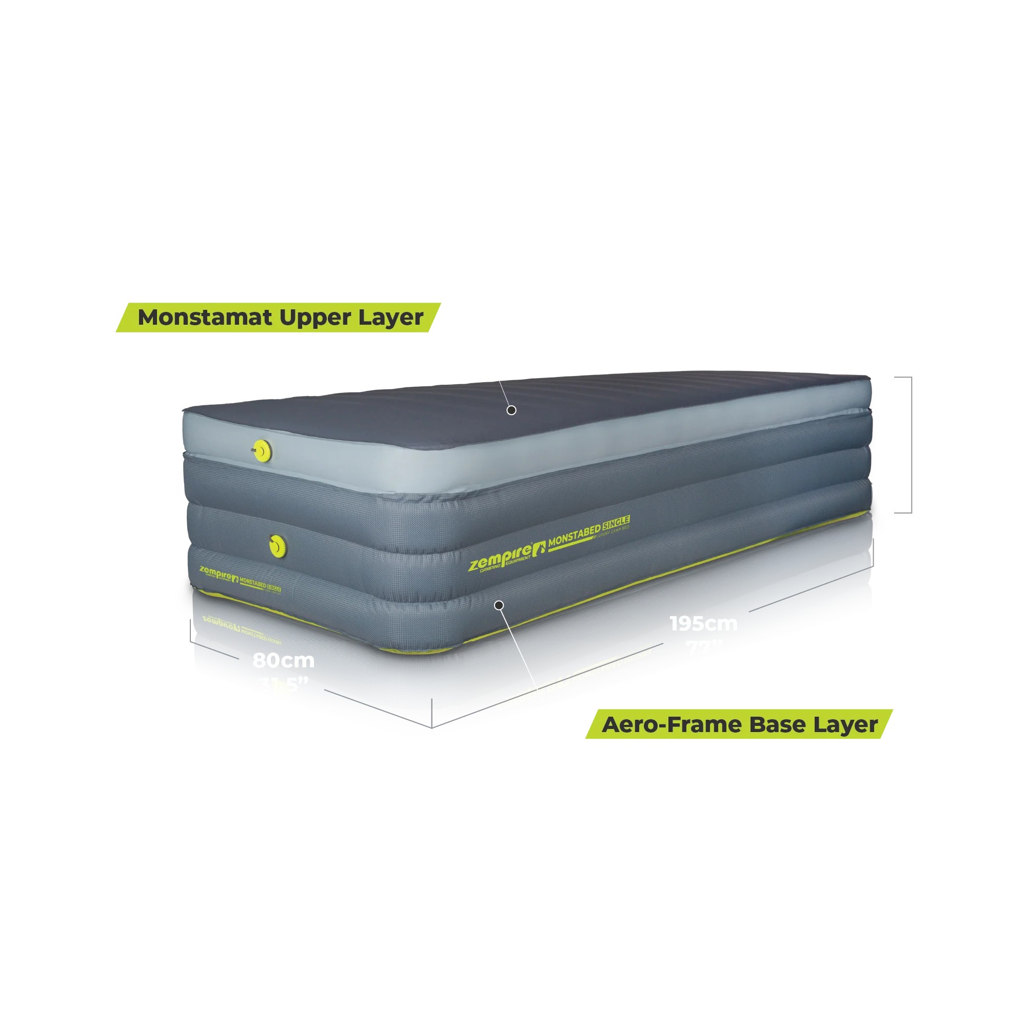 ZEMPIRE Monstabed Single 195 x 80 x 42 cm luchtmatras en slaapmat - Afbeelding 4