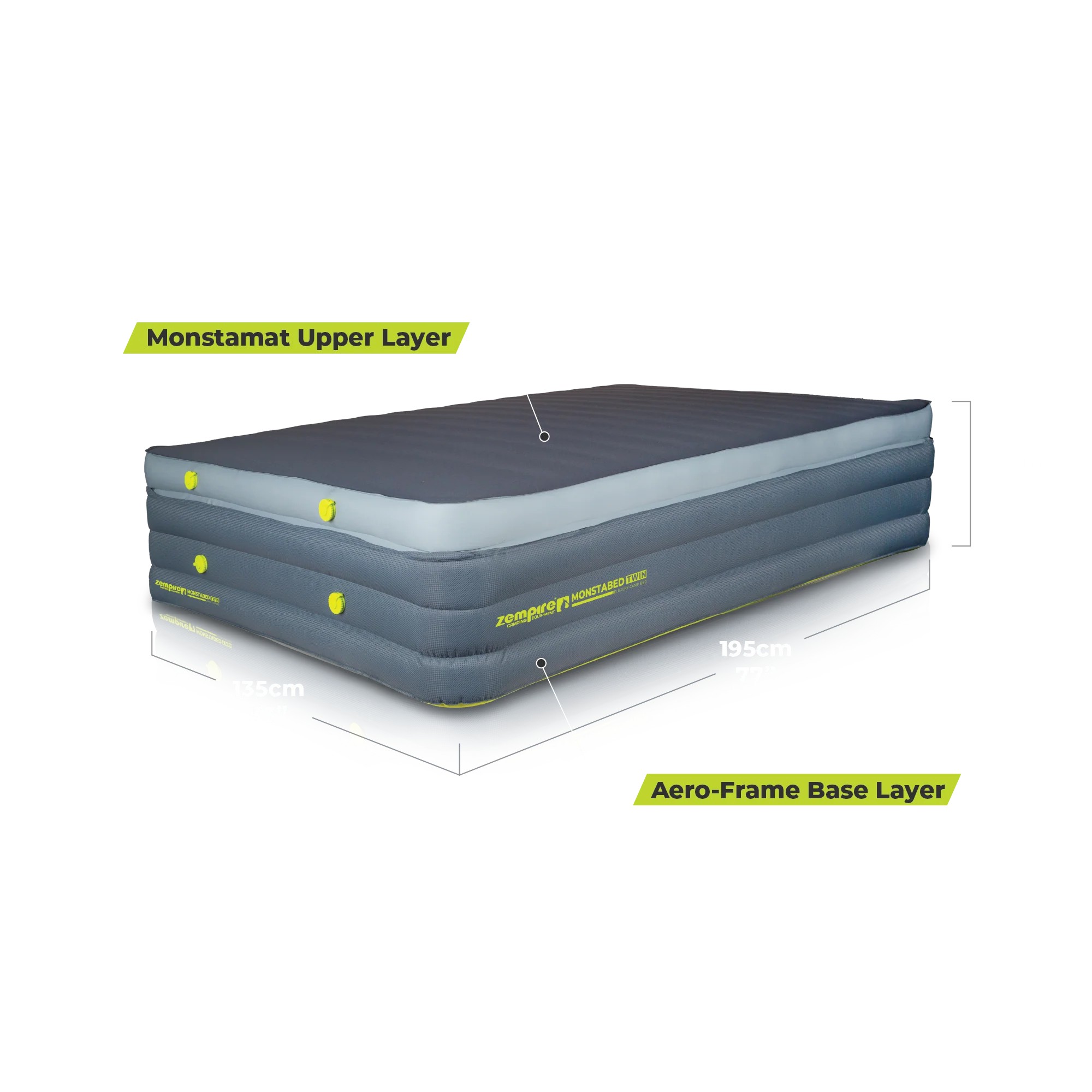 ZEMPIRE Monstabed Twin 195 x 135 x 42 cm luchtmatras en slaapmat