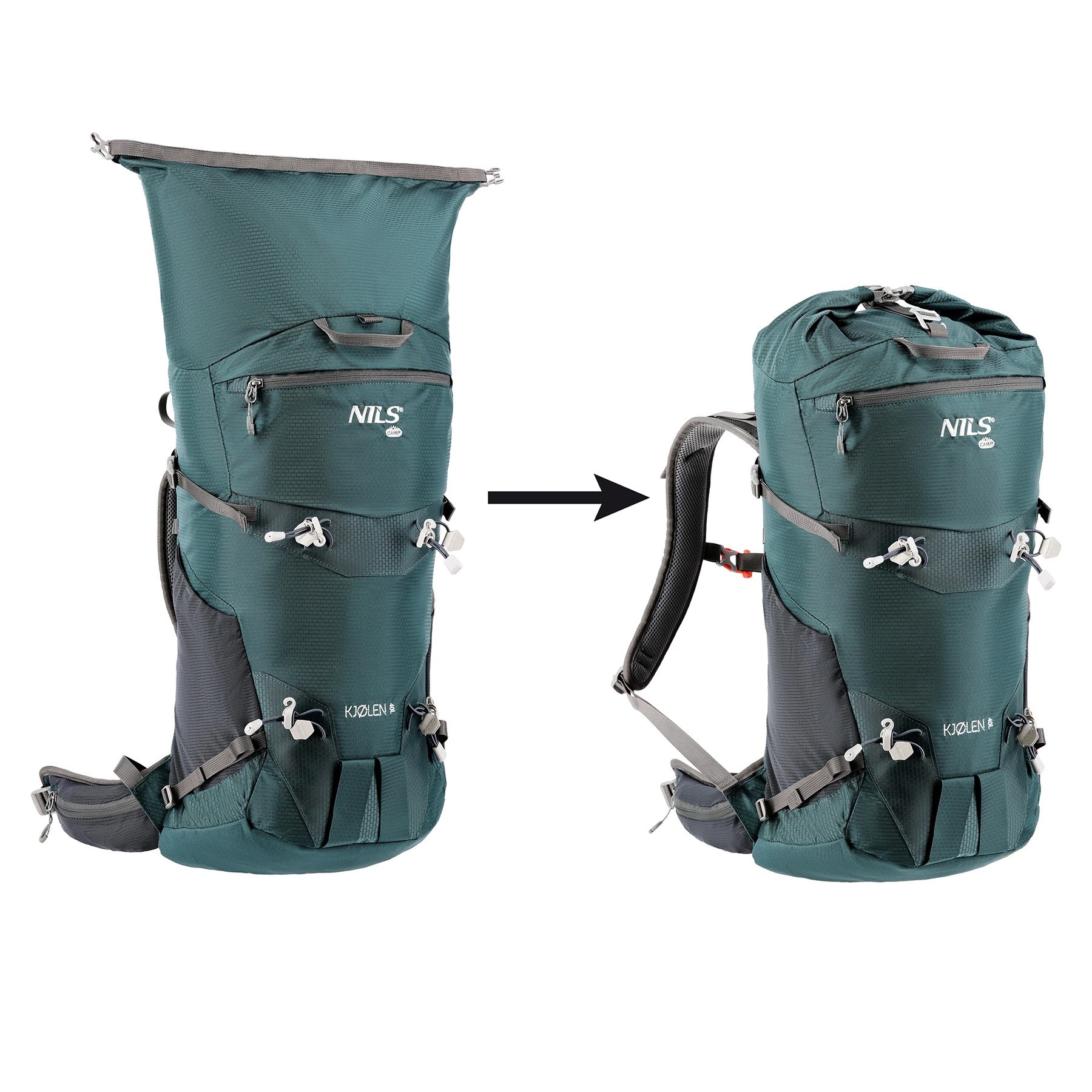 NILS CAMP Backpack Tourist Kjolen groen 40 liter + regenhoes - Afbeelding 2