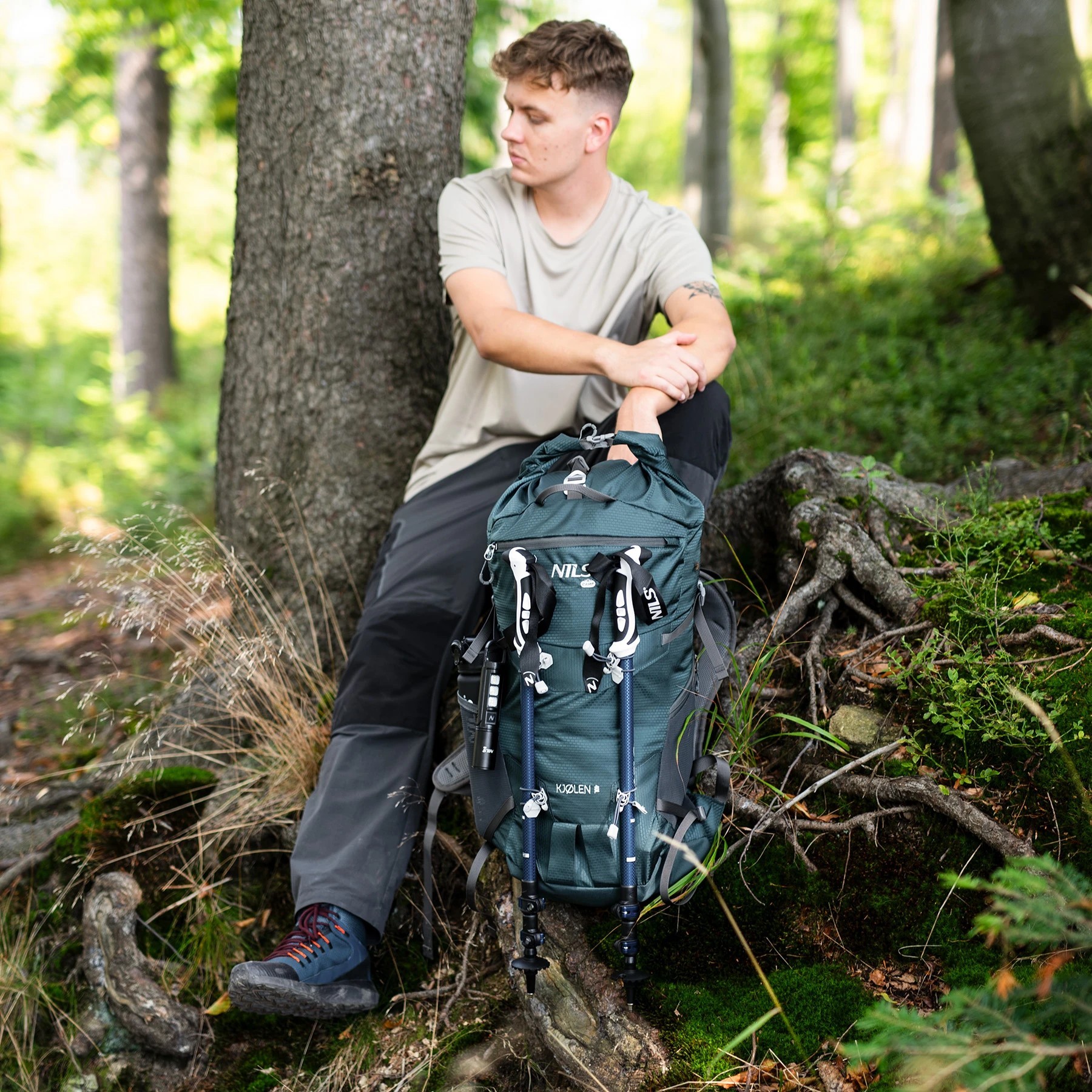 NILS CAMP Backpack Tourist Kjolen groen 40 liter + regenhoes - Afbeelding 18