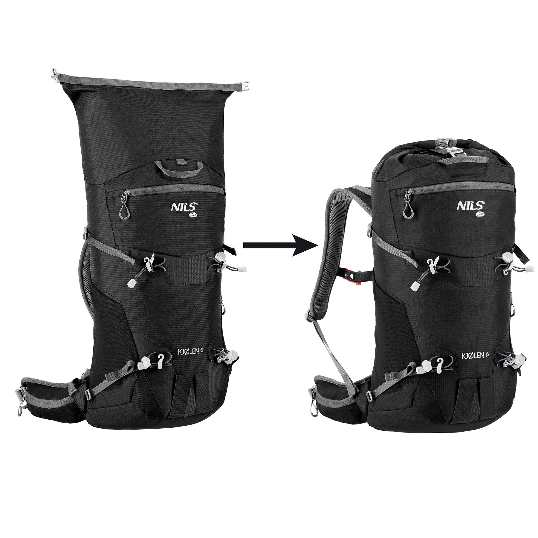 NILS CAMP Backpack Tourist Kjolen zwart 40 liter + regenhoes - Afbeelding 4