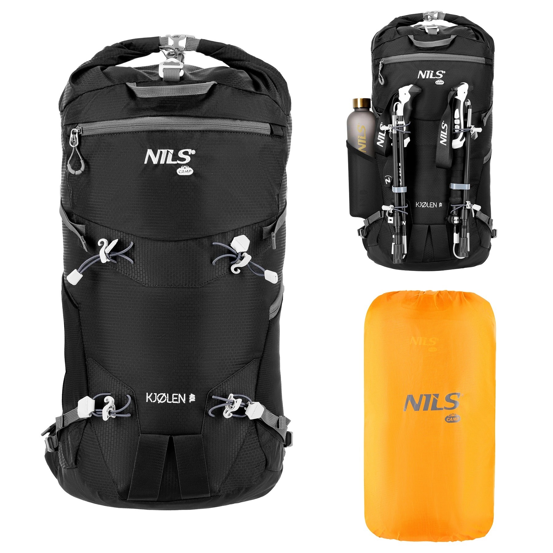 NILS CAMP Backpack Tourist Kjolen zwart 40 liter + regenhoes - Afbeelding 5